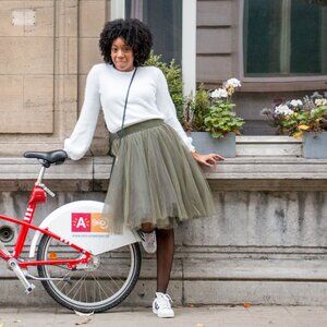 NWT - Over the Knee Khaki tulle skirt